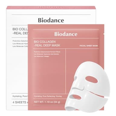 BIODANCE Bio-Collagen Real Deep Mask, Hydrogel Mask, Pore Minimizing, Elasticity Improvement, Korean Skincare | 1.19oz(34g) x 4ea