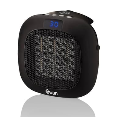 Swan SH27010N Plug-In Fan Heater with 12 Hour Timer, LED Display and Overheat Protection, 700W, Black