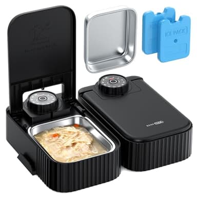 Stainless Steel Cat Food Dispenser: Automatic Cat Feeder with 48-hour Timer - Pet Food Dispenser Wireless - 2 Meal Dog Feeder - Meals up to 350g Each - Refrigerate and Keep Fresh