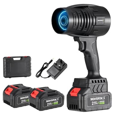 NovorikX 800W 20V Cordless Leaf Blower, 45m/s High-Speed Handheld Blower with 2 x 3.0Ah Batteries & Charger, 30000 RPM for Garden Patio Lawn Driveway Cleaning, Includes Storage Case