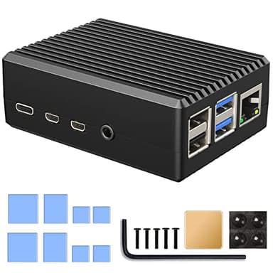 Miuzei Raspberry Pi 4 Aluminium Case, Heavy Duty Passive Cooling Metal Case with Thermal Pads for Raspberry Pi 4 Model B 8GB/4GB/2GB/1GB Only