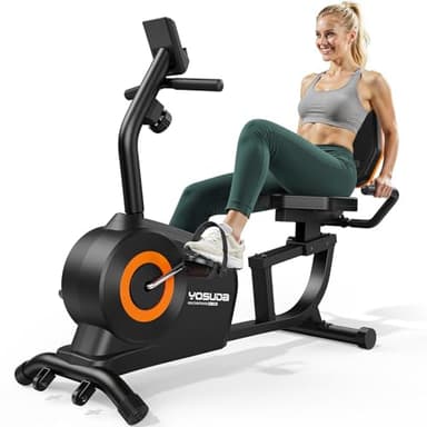YOSUDA Recumbent Exercise Bike for Home, 16-Level Resistance, 350LB Capacity, Quiet Recumbent Bike, Adjust Seat,Quick Installation, LCD Monitor & Pulse Sensors, Recumbent Exercise Bike for Seniors