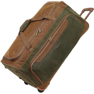 Rocklands® Lightweight Suede Wheeled Holdall Trolley Suitcase Large Duffle Travel Bag with Telescopic Handle (Large - 32" (H82xW42xD40 cm), Green)