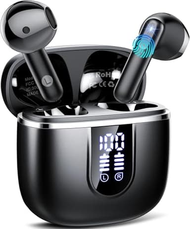 Wireless Earbuds, 2025 Bluetooth 5.4 Earphones In Ear 3D Stereo, Bluetooth Headphones with 4 ENC Noise Cancelling Mic, 40H Deep Bass IP7 Waterproof Headset Comfortable Earbuds for Work, Sport USB-C