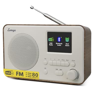 LEMEGA DR3-Max DAB/DAB+/FM Digital Radio – Bluetooth Streaming, Portable Radio with Full Colour 2.4" Display, 80 Presets, Headphone Output, Battery or Mains Powered, Walnut