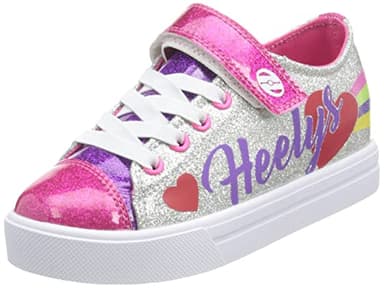 Heelys Girl's Hly-g2w-1665 Wheeled Heel Shoe, Silver Rainbow Heart, 2 UK