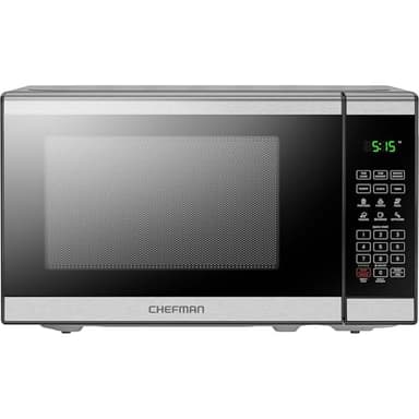 Chefman 20L 800W Microwave Oven, 6 Presets, 10 Power Levels, Eco Mode, Memory, Mute Function, Child Safety Lock, Easy Clean, Stainless Steel