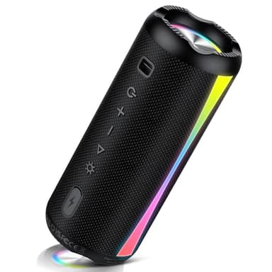 Bluetooth Speaker Wireless, 30w Portable Bluetooth 5.4 Speaker with Stereo Sound, Deep Bass, 20H Playtime, Built-In Mic, TWS Pairing, IPX7 Waterproof Speaker with RGB Lights for Outdoor, Gifts, Black
