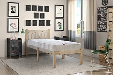 STRICTLY BEDS&BUNKS Amelia Short Pine Bed Frame and Mattress (15 cm), 2ft 6 Single (5ft 9 Length)