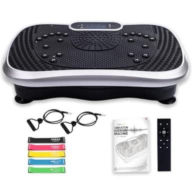 WeightWorld Vibration Plate Exercise Machine - 5 Programs + 99 Intensity Levels - Built-in Bluetooth Speaker - 2 Resistance Bands - Easy-to-Use & Portable Vibrating Plate Exercise Machine