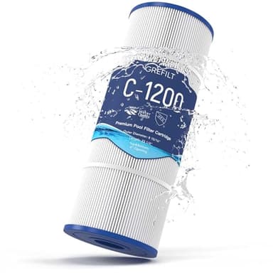 Grefilt C1200 Pool Filter Cartridge, Replacement for Hayward Star Clear Plus C1200, Replaces Pleatco PA120, Hayward CX1200RE, Unicel C-8412, 120 sq.ft, L x OD:23 1/4" x 8 15/16