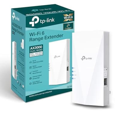 TP-Link RE700X WiFi 6 AX3000Mbps WiFi Extender Booster, Internet Booster, Gigabit Ethernet Port, WiFi Booster Range Extender, EasyMesh, Access Point, WiFi Repeater, App Control Easy Setup, UK Plug