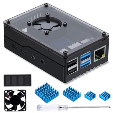 Miuzei Case for Raspberry Pi 4 with Housing Visible Acrylic Cooling Aluminum Heatsink for Raspberry Pi 4B Only Black