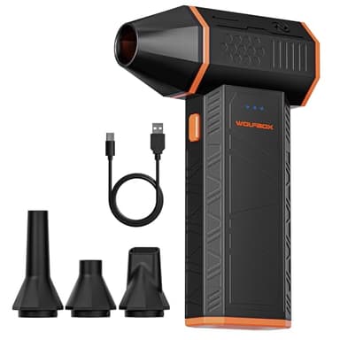 WOLFBOX MF50 Compressed Air Duster-110000RPM Super Power Cordless Air Duster, 3-Gear Adjustable Mini Blower with Fast Charging, Dust Blower for Computer, Keyboard, House, Outdoor and Car