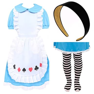 Alice’s Wonderland Dress Fancy Dress Costume for Children – Classic Storybook Outfit for Girls, Tea Party, World Book Day, Halloween and Themed Dress Up Events