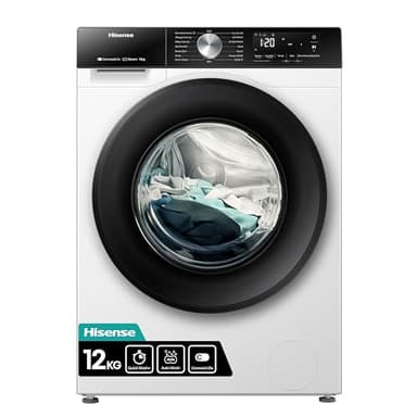 Hisense 3S WiFi Series WF3S1243BW3 12 KG Front Load Washing Machine Durable Inverter, Steam Wash, Quick Wash, 19 Programmes 1400 RPM White Energy Rating A