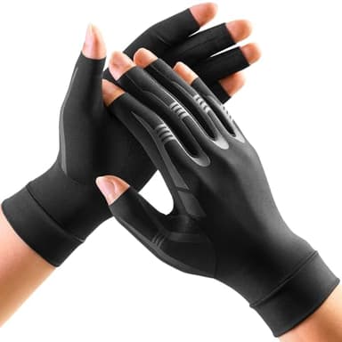 FREETOO Support Arthritis Gloves Women Men, Fingerless Compression Gloves with Grip for Sleeping Work, Orthopedic Hand and Finger Support for Carpal Tunnel, Swelling, Rheumatism, Tendinitis