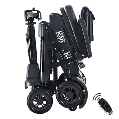 iCAN EasyFold X-12 2026 Automatic Folding Mobility Scooter – Lightweight 22Kg and Battery, Automatic Fold, Long Range, LED Display – Portable Mobility Scooter, Class 2, UK Regulated (Black)