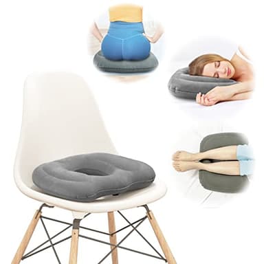 Nevife Inflatable Donut Cushion for Tailbone Pain Relief, Orthopedic Coccyx & Pressure Relief Cushion - Hemorrhoid Pillow for Sciatica, Postpartum, Wheelchair, Car/Office/Home Use (34X28X8.3CM)(Gray)