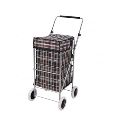4 Wheels 60L litre Lightweight Shopping Grocery Trolley With Insulated Cooler Bag Travel Folding Cart Luggage Waterproof Cooling Bag Hard Wearing & Foldaway for Easy Storage (PRINTED)