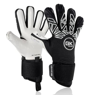 GK Saver Bravo WB04 Contact Pro Football Goalkeeper Goalie Gloves |Anti-Slip Grip Palms |Savefingers Technology |Goalkeeping Protection Size 6 to 11 (Bravo WB04, YF 9)