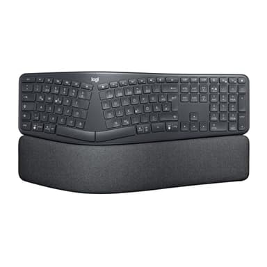 Logitech 920-010107 ERGO K860 Wireless Ergonomic Keyboard, Split Keyboard Layout, Wrist Rest, Natural Typing, Stain-Resistant Fabric, Bluetooth, USB, Windows/Mac, QWERTY UK English Layout, Grey