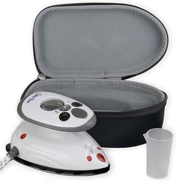 The Quilted Bear Mini Steam Iron - Travel Iron Steam Mini for Effortless Quilting, Crafting, and Wrinkle-Free Clothing - Compact Holiday & Travel Essentials with Hardshell Case (Black)