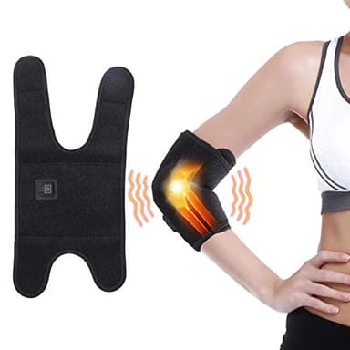 Fybida Heating Elbow Brace Support, Heated Elbow Wrap Compression Sleeve with 3 Level Temperature Setting Hot for Pain Relief, Tendonitis Tennis Elbow Arthritis Sports Injuries and Muscle Recovery