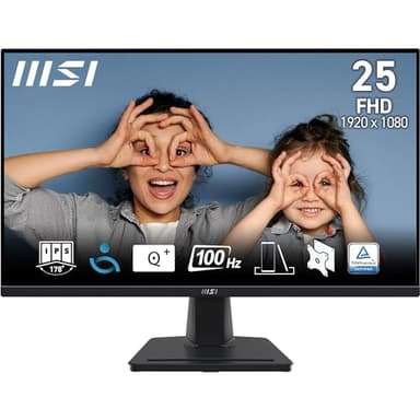 MSI PRO MP252 24.5 Inch Full HD Office Monitor - 1920 x 1080 IPS Panel, 100 Hz, Eye-Friendly Screen, Built-in Speakers, Tilt-Adjustable - HDM 2.0b, DisplayPort 1.4a