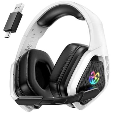 Tatybo Wireless Gaming Headset for PC Ps5 Ps4, 2.4GHz USB & Type-C & Bluetooth Gaming Headphones with Mic, 40H Battery Comfortable Ps5 Headsets for Switch Laptop Mobile Mac
