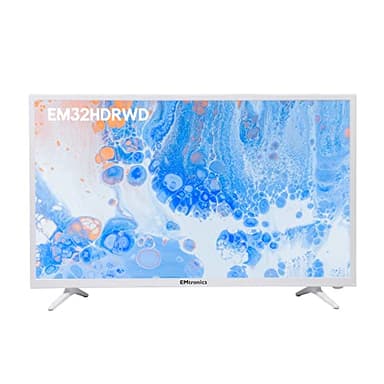 EMtronics 32 inch HD LED TV with Built-in DVD Player, Freeview, HDMI, USB Media Player, COAXIAL, AUX, PVR Recording - White