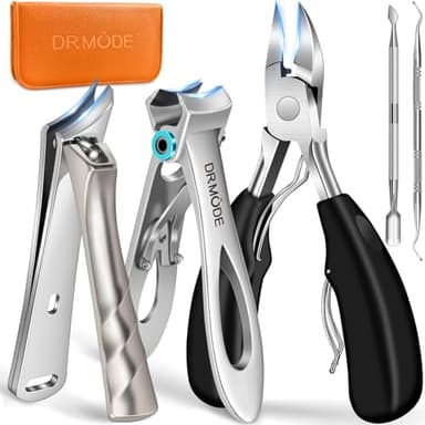 DRMODE Toenail Clippers for Seniors Thick Toenails, Angled Head Toe Nail Clippers for Men Thick Nails with Wide Opening, Heavy Duty Sharp Ingrown Toenail Clippers Nail Cutter Long Handle