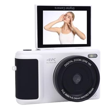 4K Mirrorless Digital Camera for Photography & Vlogging with 64MP HD Autofocus, 16X Zoom, 180° Flip Screen, Compact Travel Camera with AI Stabilization (White)