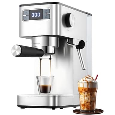 Aptliton Espresso Machine, 15Bar Barista Pump Espresso Coffee Maker with Milk Frother for Lattes and Cappuccino, 1.4L Water Tank, One-Touch Operation, LED Display, Compact for Home and Office Use