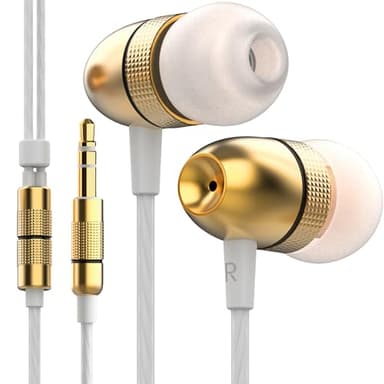 Betron ELR50 Wired Earphones In-Ear Headphones with Noise Isolation Deep Bass High-Fidelity Sound Tangle-Free Cable 3.5mm Jack, Gold
