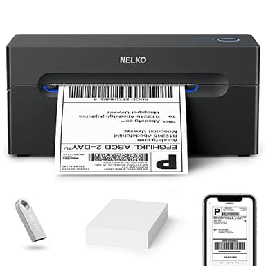 Nelko Bluetooth Thermal Label Printer, Wireless 4x6 Shipping Label Printer for Small Business, Support Android, iPhone and Windows, Widely Used for Amazon, Ebay, Shopify, Etsy, USPS 1 pack
