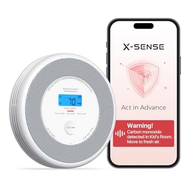 X-Sense Wi-Fi Combination Smoke and Carbon Monoxide Alarm with English Voice Alerts, Smart Smoke Alarm for Home with Replaceable Battery, XP0A-iR, 1-Pack