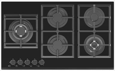 Avelis 90cm Gas on Glass Built-In Hob – 5 Burner with Dual Wok Power