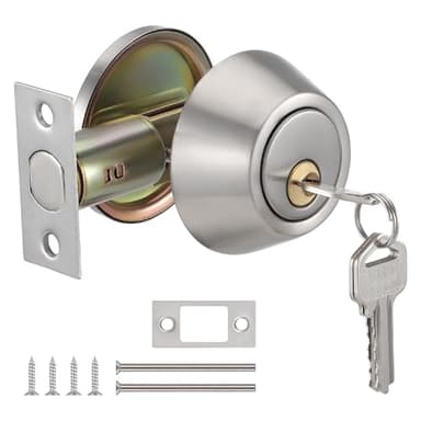 Coolty Deadbolt Lock Set, Single Cylinder Deadbolt Lock with Key Security for Entrance Door (Silver)