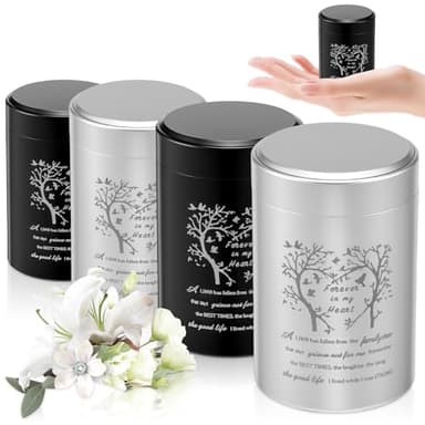 4Pcs Small Urns for Human Ashes Aluminium Alloy Tree of Life Funeral Memorial Ash Holder Mini Cremation Human Ashes Keepsake for Family Loved Ones Pet Dog Cat