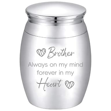 CREATCABIN Small Keepsake Urns Mini Cremation Urn for Human Ashes Alloy Sharing Funeral Urn Memorials Ashes Holder Miniature Container for Brother Family Friends Pets 1.6x1.2 Inch-Silvery