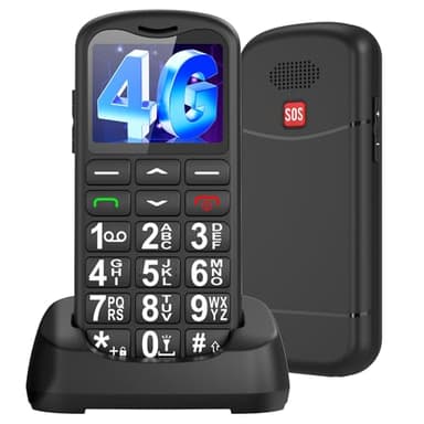 4G Senior Mobile Phones SIM Free Unlocked, Prepaid Feature Phone|48MB RAM/128MB ROM|32G Expandable Memory| USB Type-C| Charging Dock| Big Button Mobile Phone for Elderly with SOS Button, Large Volume