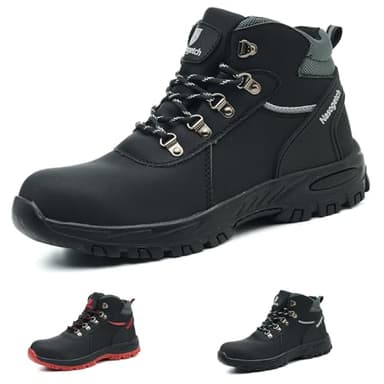 Gainsera Steel Toe Boots Men Women Waterproof Safety Boots Lightweight Non-Slip Safety Work Shoes, Black 6UK 40EU 250