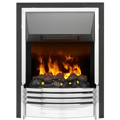 Dimplex Pomona Optimyst Water Vapour Inset Electric Fire, Real Flame Effect, Brass Fireplace, Coal Fuel Bed, 1000W/2000W Fan Heater, Energy Efficient Flame Only, Thermostatic, Remote Control