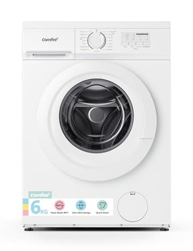 COMFEE' Freestanding Washing Machine,6KG Load,Heat Wash 90℃,Quick Wash,15 Washing Programs,White-CFE10EW60/W