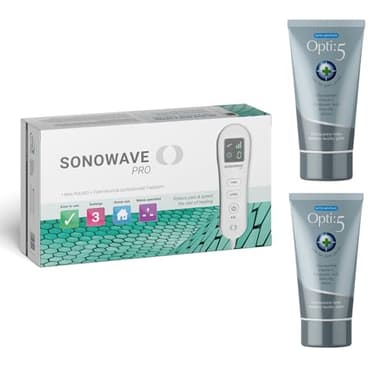 Snowden Sonowave Pro Portable Ultrasound Machine for Pain Relief with 2 x Opti:5 Glucosamine Gel Muscle Rub 200ml - Therapeutic Ultrasound Therapy Machine for Physiotherapy and Joint Pain Relief