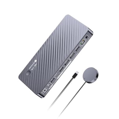 AV Access 8K Docking Station KVM Switch 2 Monitors 2 Computers for Laptop & Desktop, 100W USB-C Charge for Laptop, Ethernet, Dual Monitor 8K@60Hz/4K@165Hz, 4xUSB 3.2, Audio, SD, Wired Remote Control