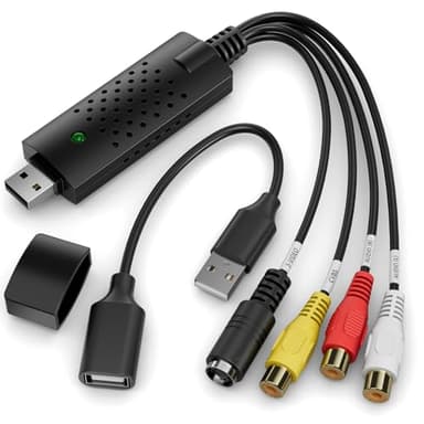 VHS to Digital Converter,RCA to USB Audio Video Converter,USB 2.0 Video Capture Card,Convert VHS to Digital from VHS VCR Mini DV Hi8 DVD for MAC/PC