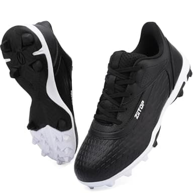 ziitop Baseball Cleats Mens Softball Cleat Turf Shoes for Men, Black, 12