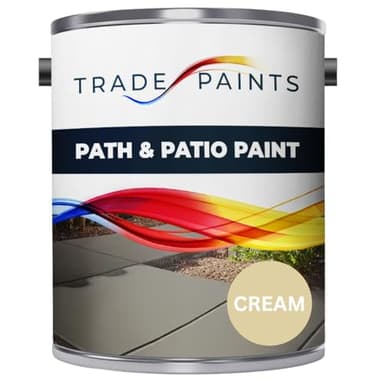 Path & Patio Floor Paint - 5 Litre - Ideal For Stone & Concrete - Smooth Attractive Finish - Use On Garden Patio & Pathway Flags - UV Resistant - Easy To Apply (Cream Ral 1015)